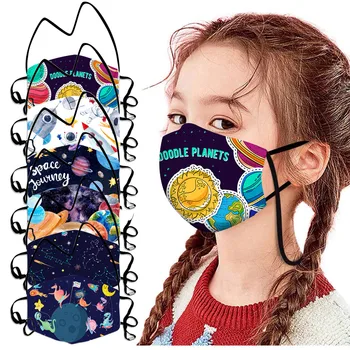 

Starry sky Printed Face Masks Repeatable Washable Adjustable Children Face Shield Haze Proof Windproof Protective Mascarilla 6PC