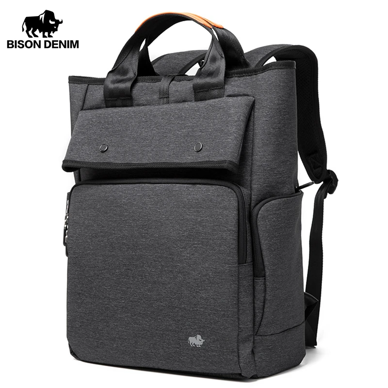 Мужской многофункциональный рюкзак BISON DENIM большой вместительный дорожный с usb