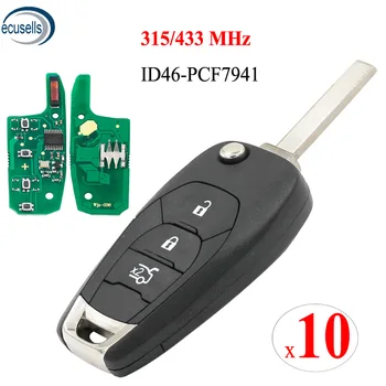 

10PCS/LOT, Folding Modified 3 Button Smart Remote Key Fob For Chevrolet Cruze 2014-2018 315/433 MHZ With PCF7941 Chip