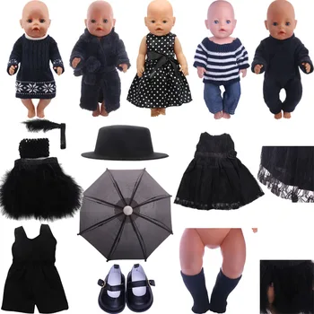 Black Series Skirt Sweater Fashion Fit 18-Inch American Doll And 43cm Reborn Baby Doll, Our Generation, Christmas Gifts For Girl 1