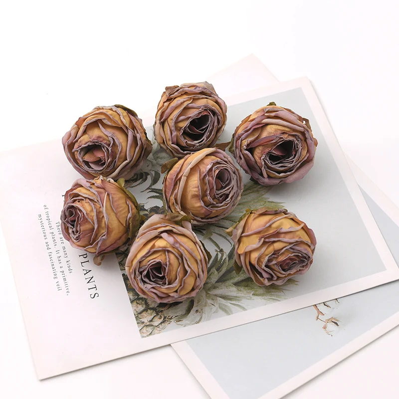 rosa artificial cabeças de flores de seda