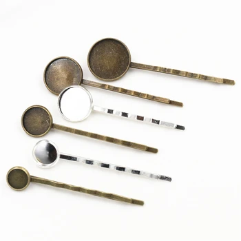 

8 10 12 14 16 18 20mm 10pcs High Quality Bronze Plated Copper Material Hairpin Hair Clips Hairpin Base Setting Cabochon Cameo