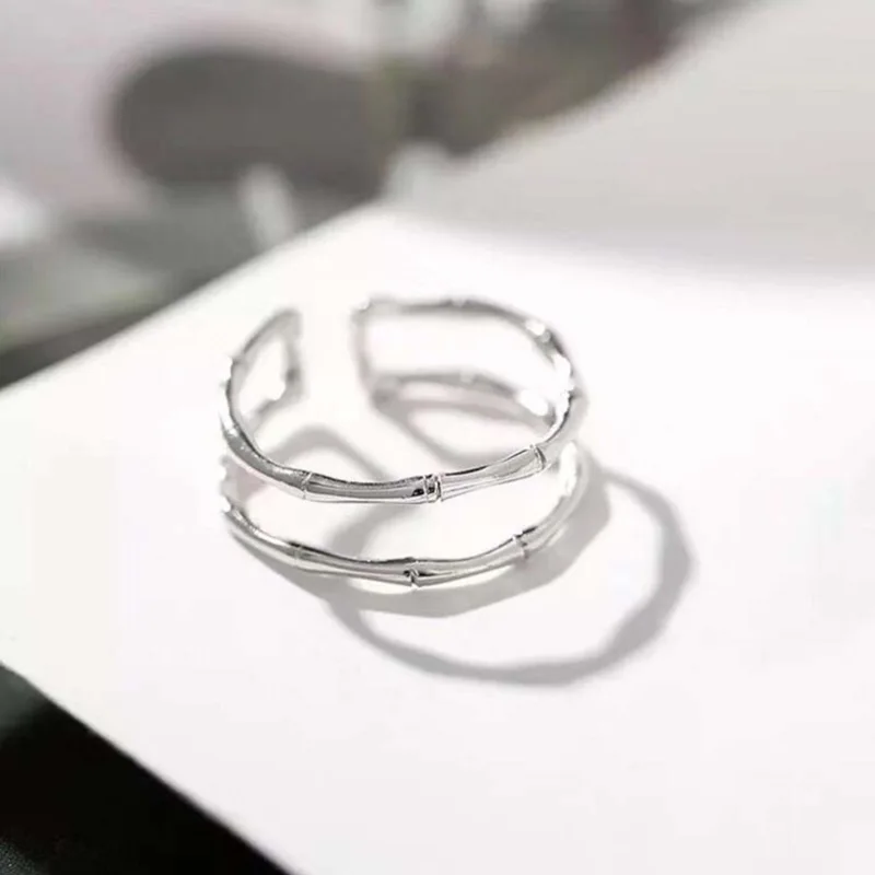 DIEERLAN Bijoux индивидуальные 925 пробы серебряные бамбуковые кольца для женщин Свадебные украшения регулируемый античный перстень Anillos