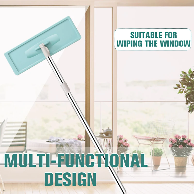 Flat Squeeze Mop and Bucket Hand Free Wringing Floor Cleaning Mop Dry Wet Dual Use Home Kitchen Floor Cleaning Mops