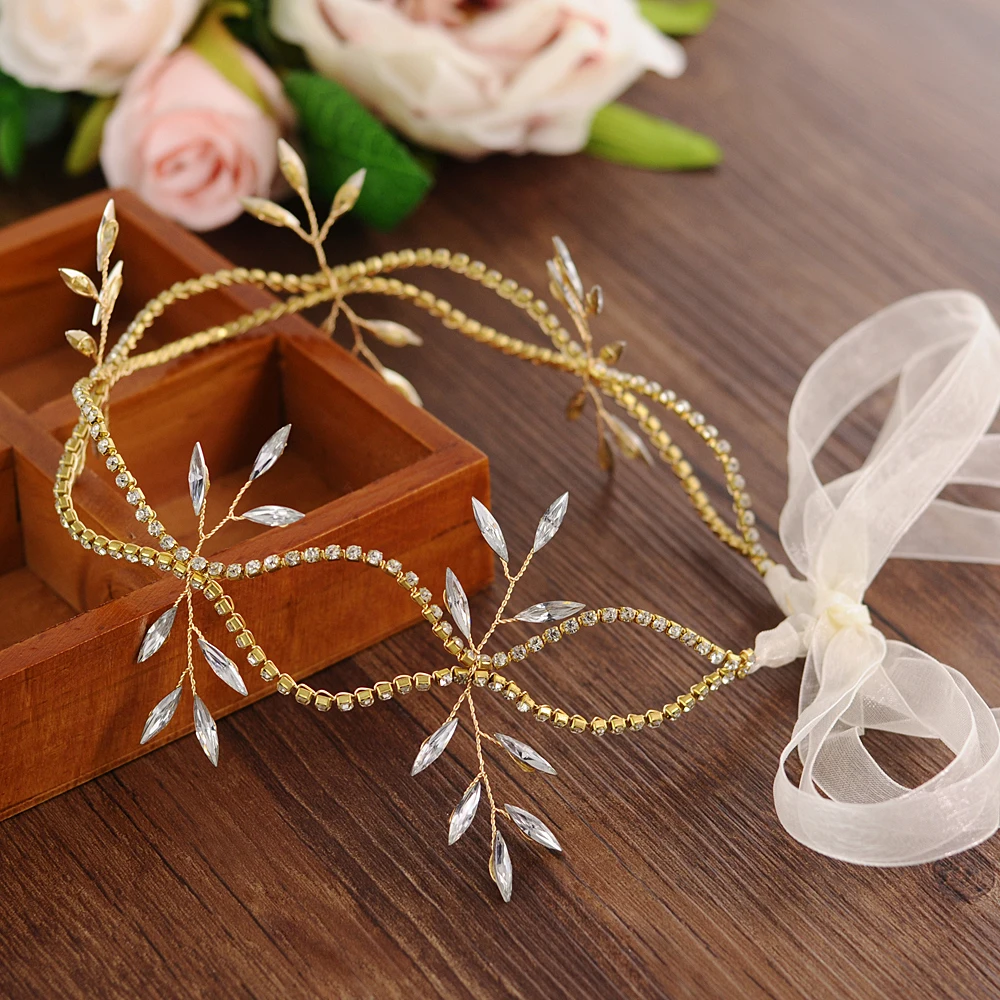 ivory organza TRiXY H74 свадебные аксессуары для волос свадебный головной убор украшения для волос Корона невесты повязка на голову стразы украшение для волос невесты шиньон - Цвет: ivory organza