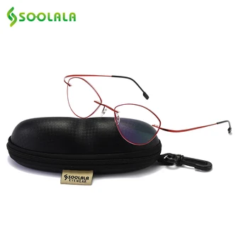 

SOOLALA Women Men Titanium Stainless Steel Rimless Reading Glasses High End Lightweight Readers Glasses with Case +1.0 to 3.5