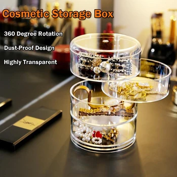 

4 Tier Clear 360 Degree Rotating Displayer Jewellery Case Box Storage Cosmetic Makeup Organiser Rotating Storage Display Holder