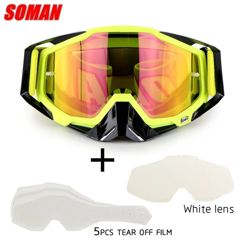 Очки SOMAN бренд мотокросса óculos okulary ATV Casque Gafas gyozlhuk мотоциклетные очки Гонки Байк Okulary vook brillen - Цвет: yellow