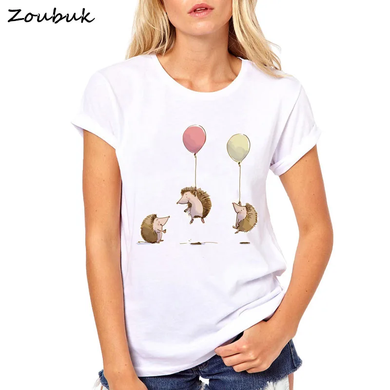 

New Clothes T Shirt Women Hedgehog Printed Novelty T Shirts Women Funny Kawai animal Tshirt Camisetas Short Sleeve Steetwear