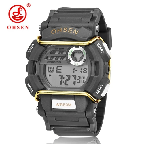 White Watch OHSEN Электронные Цифровые мужские часы с секундомером модные синие силиконовые спортивные мужские часы светодиодные водонепроницаемые мужские часы montre homme - Цвет: White Watch