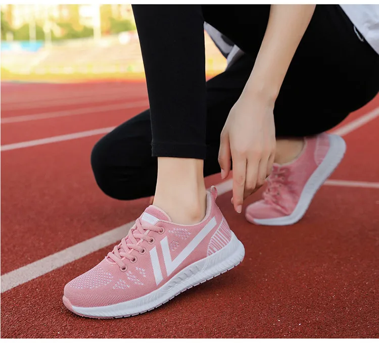 QJ 916-2019 Autumn Mesh Women Sneakers Woman Sport Running Flat Shoes-13