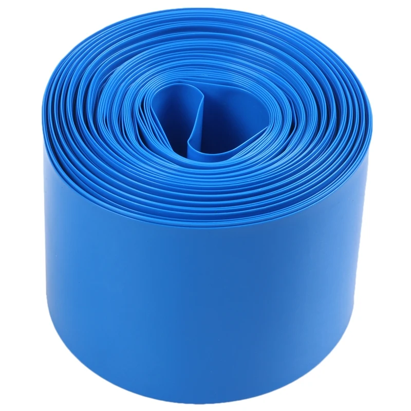 

10Meters 50mm Width PVC Heat Shrink Tube Wrap Blue for 2 x 18650 Battery