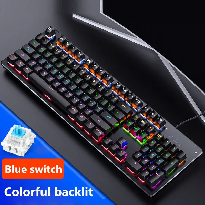 Профессиональная игровая механическая клавиатура с 104 клавишами, RGB светодиодный игровой клавиатура с подсветкой для настольного компьютера, ноутбука, компьютерная клавиатура - Цвет: 1