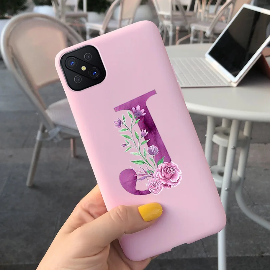 For OPPO Reno 4Z 5G Case 6.57" Soft TPU Cute Letters Case For Reno4 Z 5G CPH2065 Simple Black Pink Back Cover For OPPO A92s Capa casing oppo