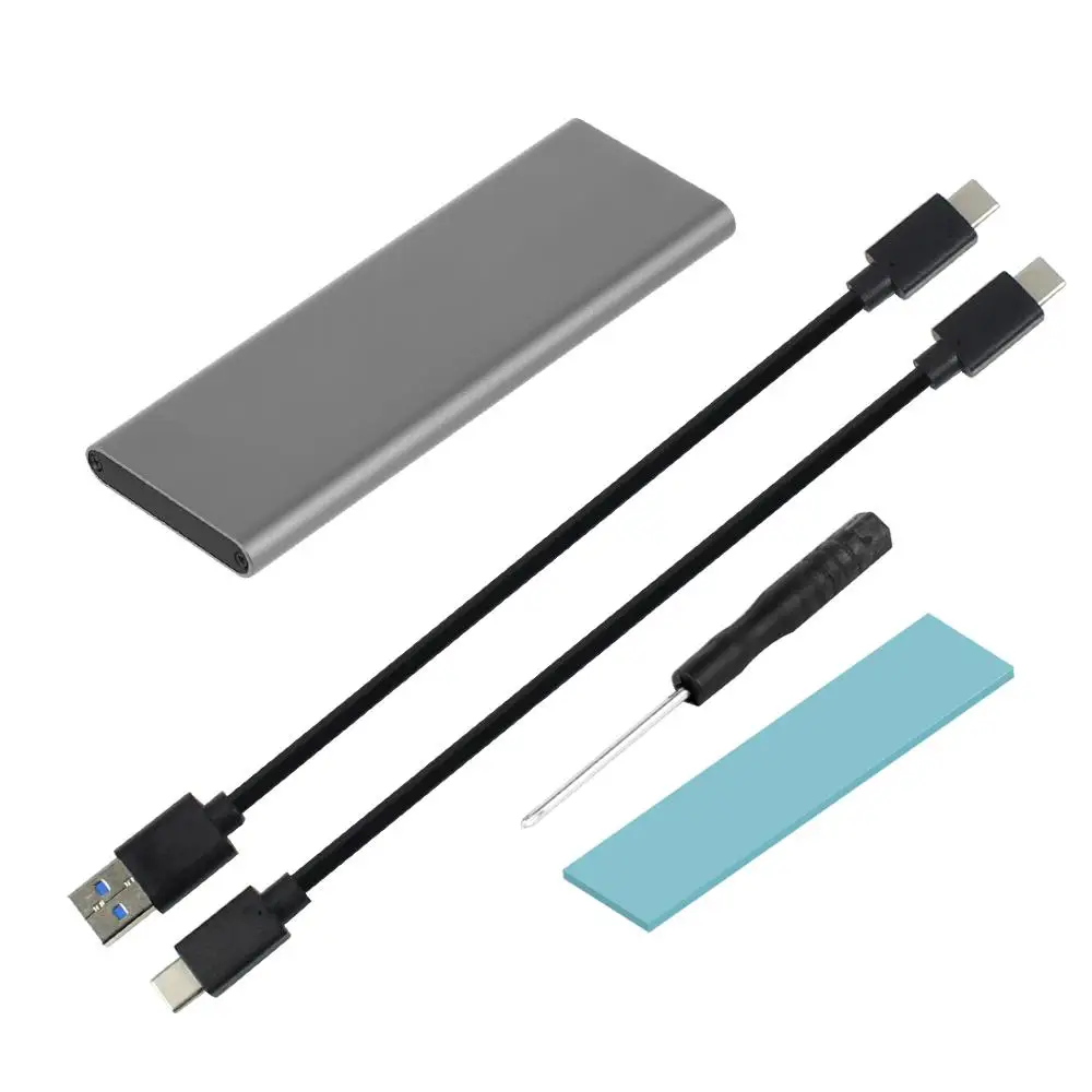 Серый Корпус для жесткого диска чехол USB3.1 type-C для M.2 NVMe PCIE SSD Box твердотельный накопитель 2 кабеля 10 Гбит/с M2 PCI-E M/M& B Поддержка ключей 4 ТБ 2280 - Цвет: Серый