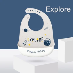 Silicone Waterproof Banana Bib - Soft, Adjustable Baby Feeding Apron (Explore)