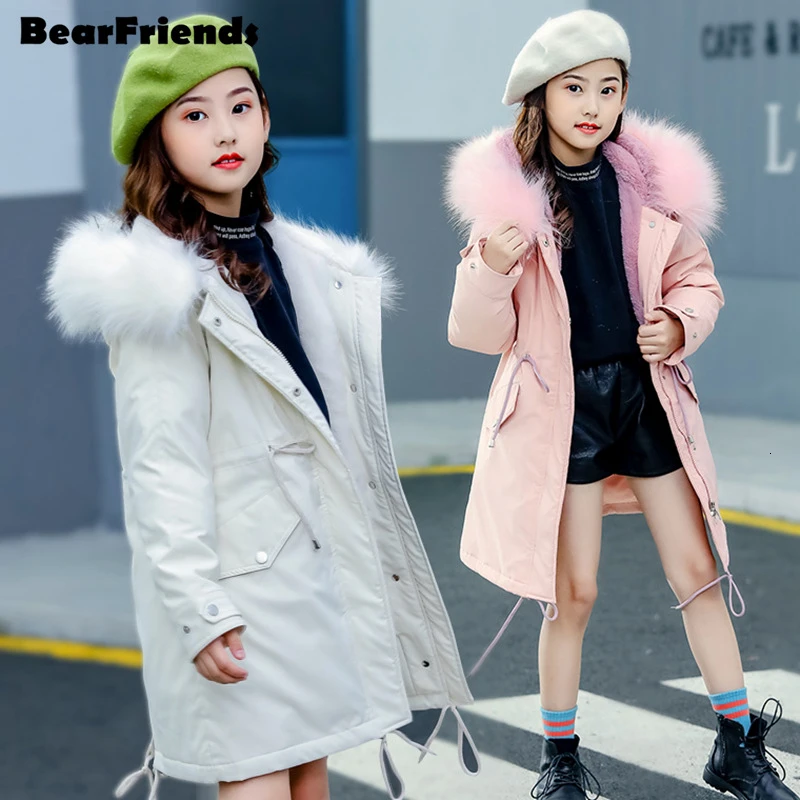 

2019 new Winter Girls clothing Plus velvet Duck Warm Down Jackets Children Outdoor Hooded Coats Kids Long parka clothes snowsuit