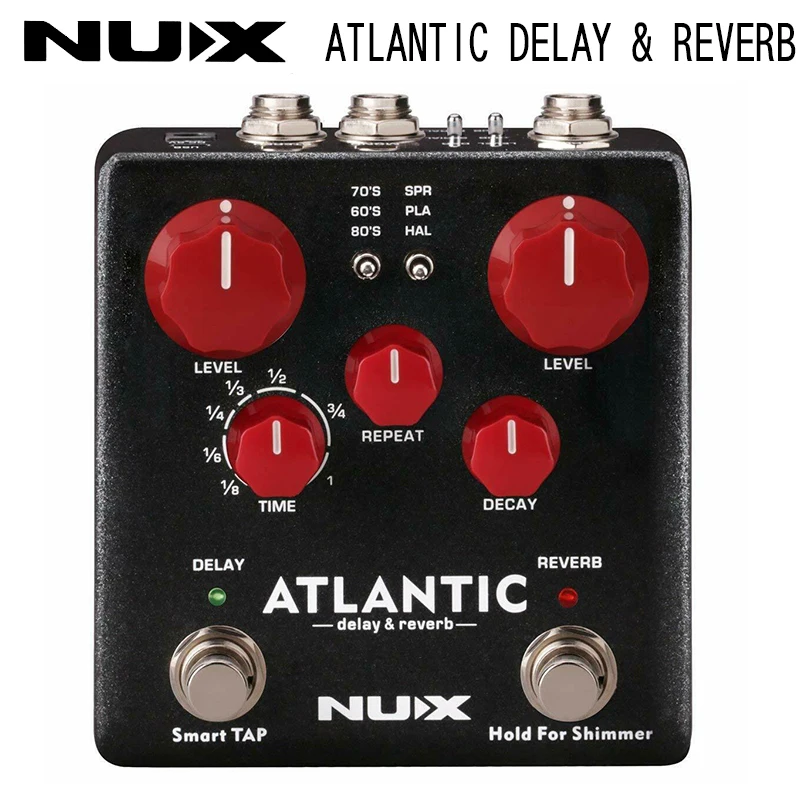 Педаль с эффектом реверберации NUX Atlantic мультиэффект 3 эффектами задержки стерео
