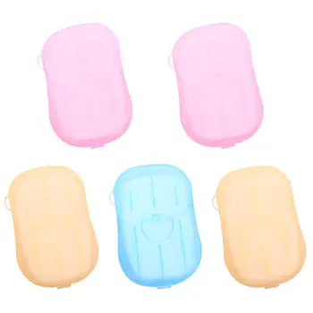

5pcs Soap Paper Mini Portable Disposable Clean Soap Box Soap Paper Soap Dispensers Soap Sheets for Travel Camping