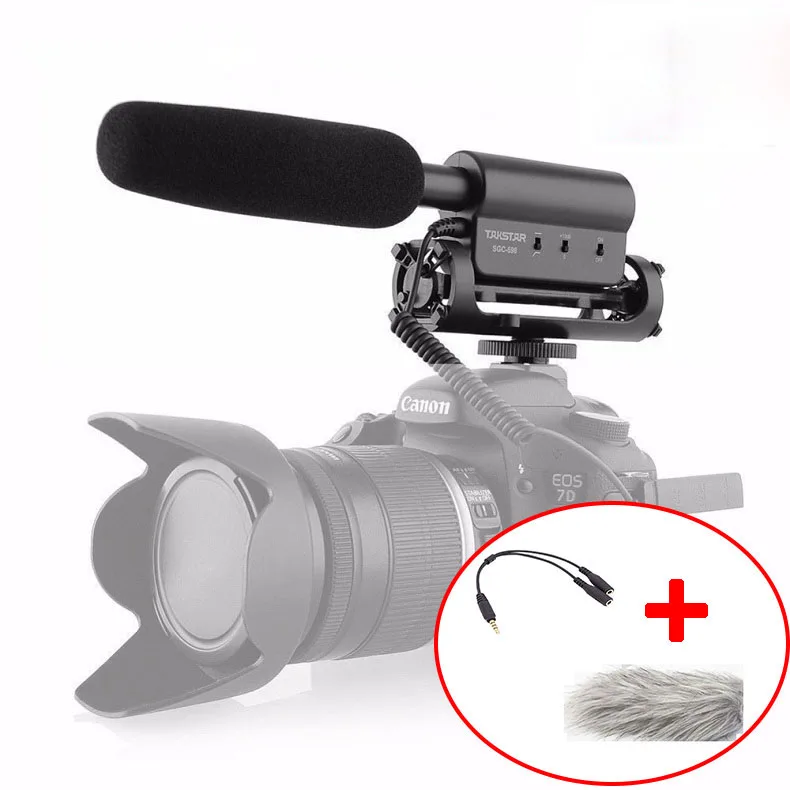Whole kit Внешний моно микрофон направленный Takstar SGC-598 Интервью Моно Микрофоны для Съемок Видео Shotgun Микрофон для Nikon Canon DSLR Видеокамеры - Цвет: Whole kit