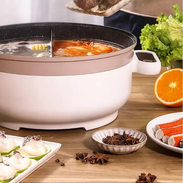 220V Electric Hot Pot Multicooker Household Non-stick Cooking Machine  Frying Pan Pot 5L Double-flavor Hot Pot 3L Single Pot