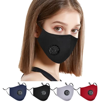 

Cotton Valved Men Women Face Mouth Mask Dustproof Washable Reusable Adults Face Mascarillas Cubrebocas Black Grey Red Navy Blue