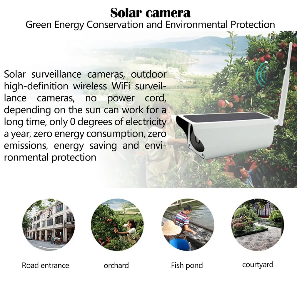 Solar WiFi IP Camera 1080P HD Outdoor Charging Battery Wireless Security Camera PIR Motion Detection Bullet Surveillance CCTV