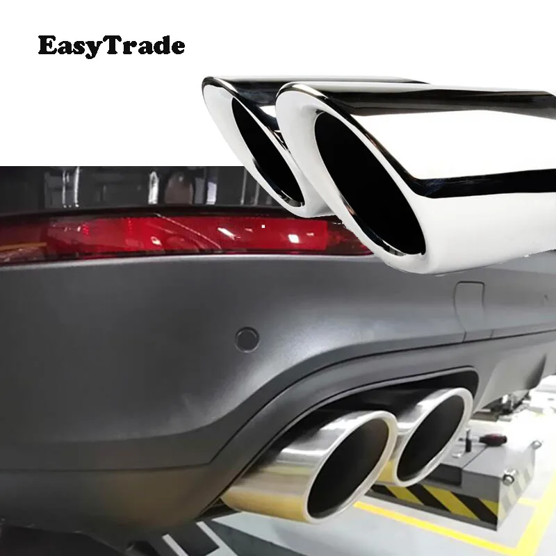 2 шт. выхлопные трубы из нержавеющей стали для Porsche Cayenne 3 0 T черный и серебристый