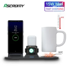 4 in115W Qi Быстрое беспроводное зарядное устройство подставка Док-станция для samsung Note 10 S10 iPhone 11 Pro Max XR XS AirPods iwatch держатель телефона