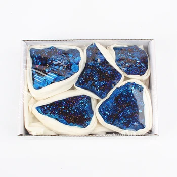 

Natural Crystal original stone electroplate agate hollow agate Energy stone Healing royalblue Home Decorations