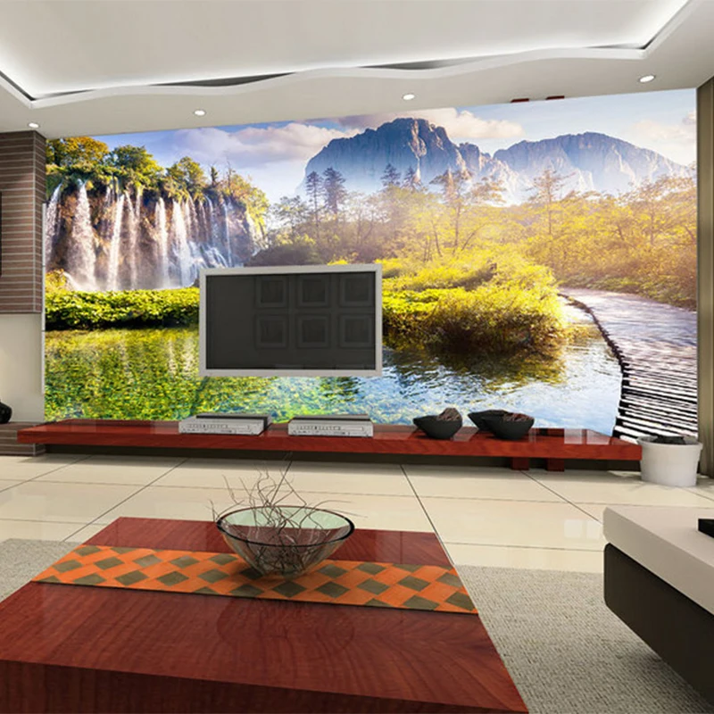 Fresh-And-Beautiful-Waterfall-Forest-Wood-Bridge-Backdrop-Wall-3D-Stereo-Mural-Wallpaper-Living-Room-Classic (2)
