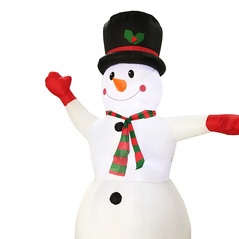 Хит, Рождественский надувной снеговик, 8 футов, со смайликом, с верхней шапкой и красным и зеленым шарфом, светодиодный, для помещений и улицы