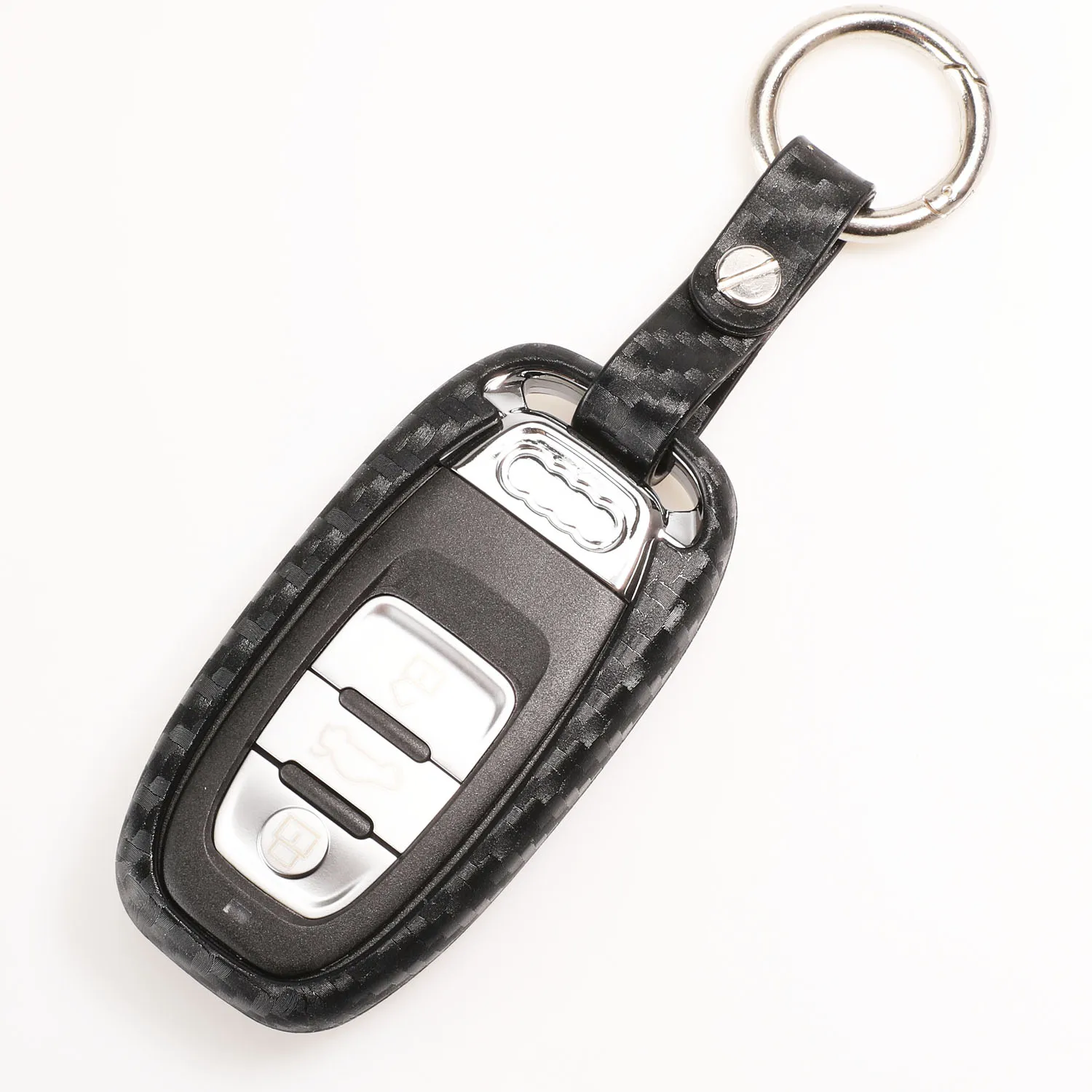 wih keychain Jingyuqin 10P 3B дистанционного углеродного силиконовый чехол для ключей от машины для Audi A4 A4L A5 A6 A6L Q5 S5 S7 защитная оболочка Fob - Название цвета: wih keychain