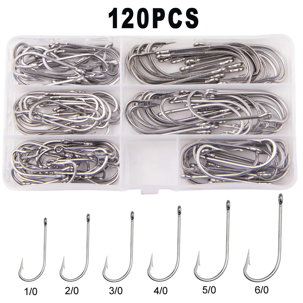 120Pcs 120 шт./кор. морской бронзовых морских рыболовных крючков Нержавеющая сталь набор рыболовных крючков с O'Shaughnessy особо прочные кованые крючки - Цвет: 120Pcs