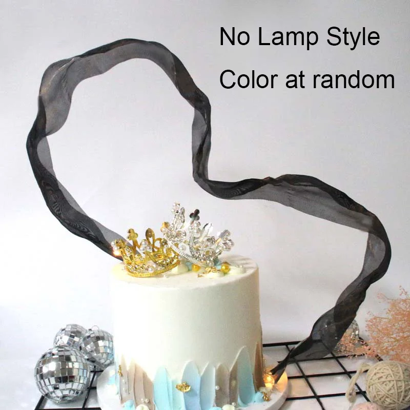 No Lamp Color Random Светодиодный Топпер для торта с лентой для девочек и мальчиков, топпер для торта «С Днем Рождения», вечерние украшения, инструменты для украшения торта, 4 цвета - Цвет: No Lamp Color Random