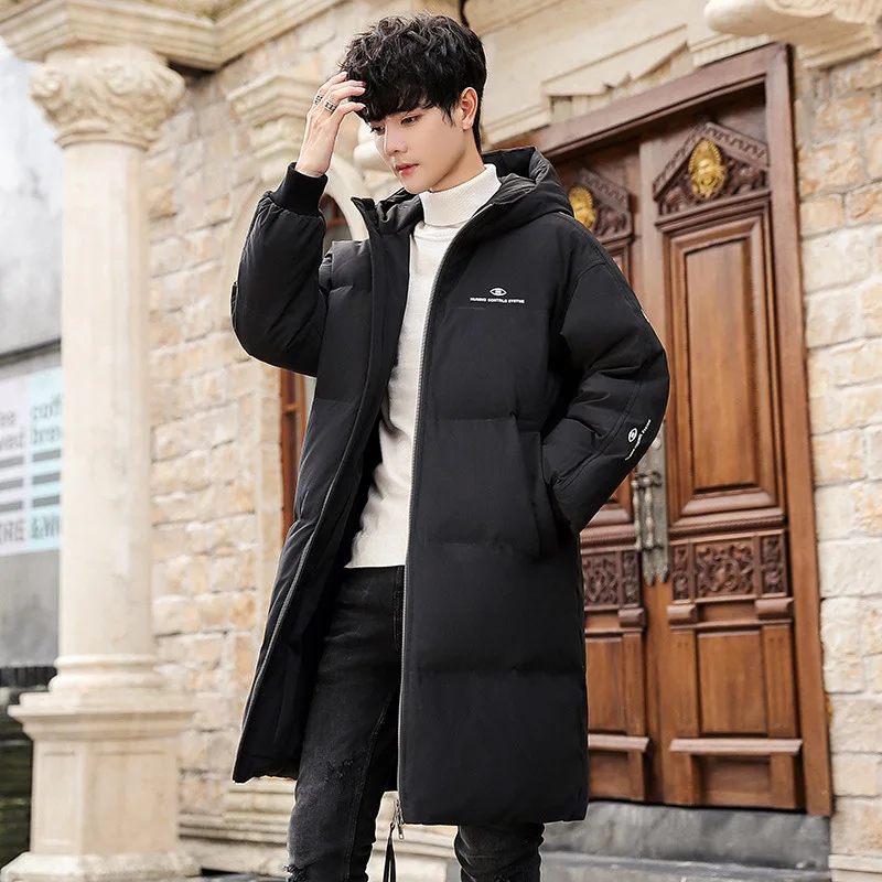 

Winter New Style down Jacket Men's Mid-length Hooded Fashion Korean-style Slim Fit Casual Men Thick Warm Coat Men's