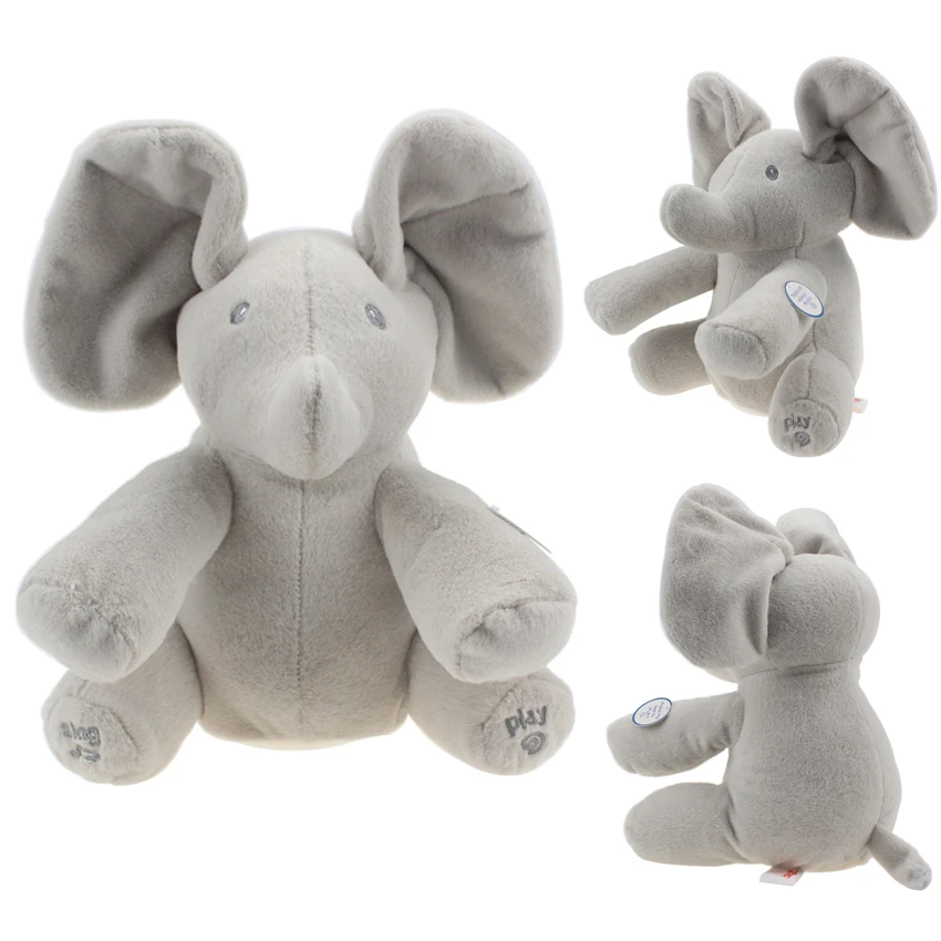 30cm Peek a boo Plush Peekaboo Elephant Electric Blinking With Concert Singing Grey Pink Upgraded Version 5