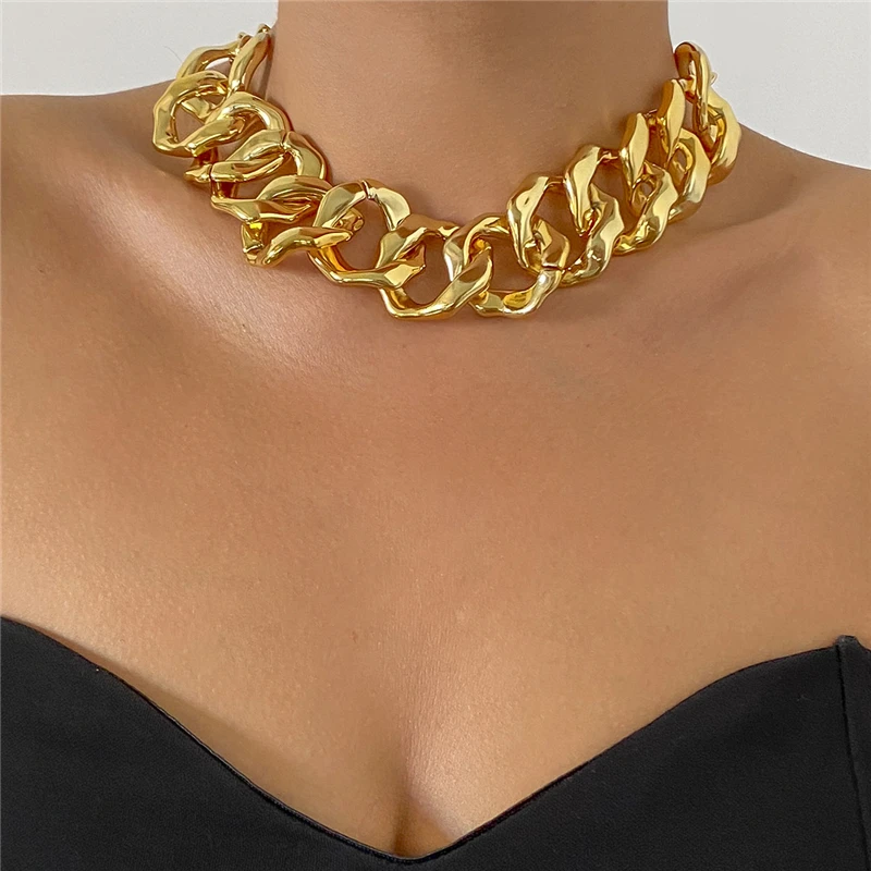 Gothic Punk Hip Hop Exaggerated Big Plastic Choker Necklaces Chunky Thick Chain Collar for Women Neck Jewelry | Украшения и
