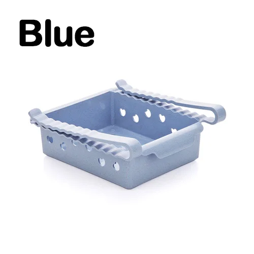 BLUE ABS боковая стойка для хранения, органайзер, регулируемая полка для холодильника, держатель для ящика, органайзер, экономия пространства, фруктовая закуска, кухонная полка, полка - Цвет: BLUE