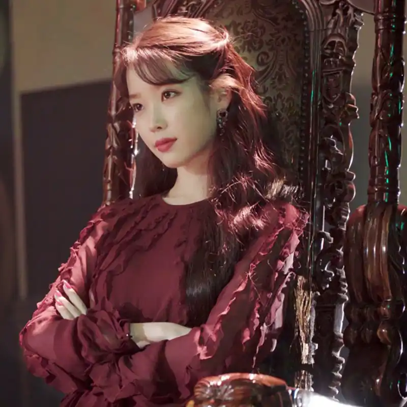 Kpop Iu Lee Ji Eun 2019 Korean Wine Red Dress Women Streetwear