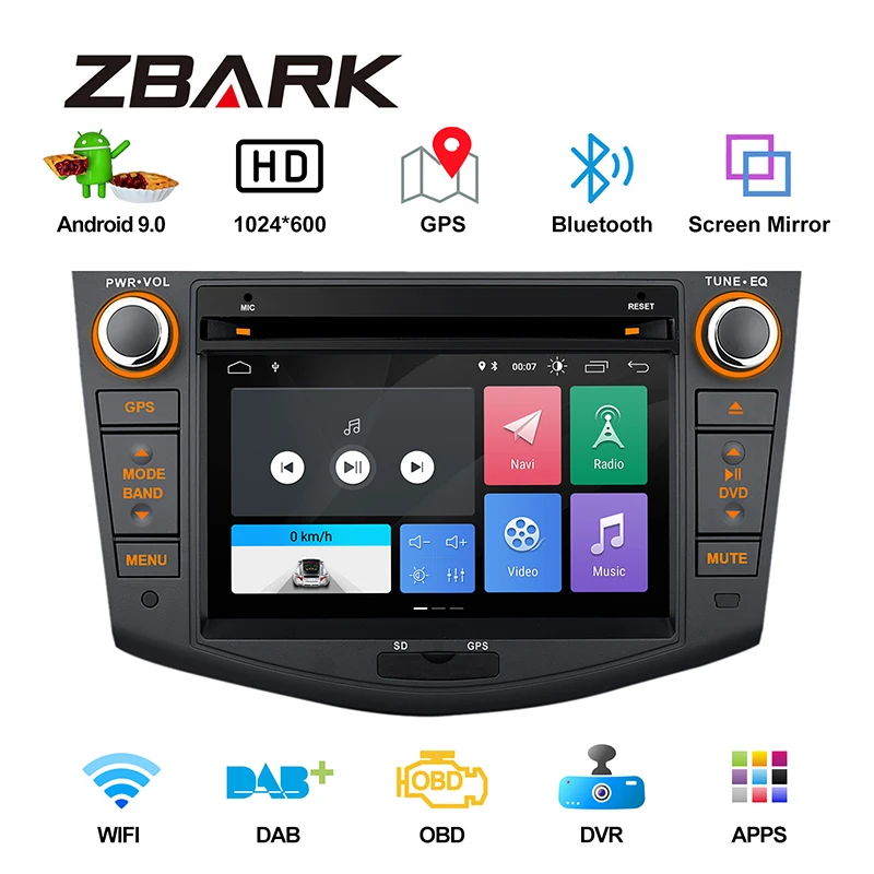 " Android 9,0 автомобильный DVD мультимедийный плеер gps навигация RCA радио USB для Toyota RAV4 2006 2007 2008 2009-2012 YHRAV4MTK01
