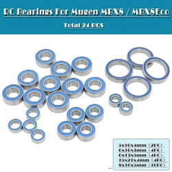 Mugen – Kit de roulements à billes scellés, 24 pièces au Total, ABEC 3 roulements RC scellés bleus, MBX8 / MBX8Eco 