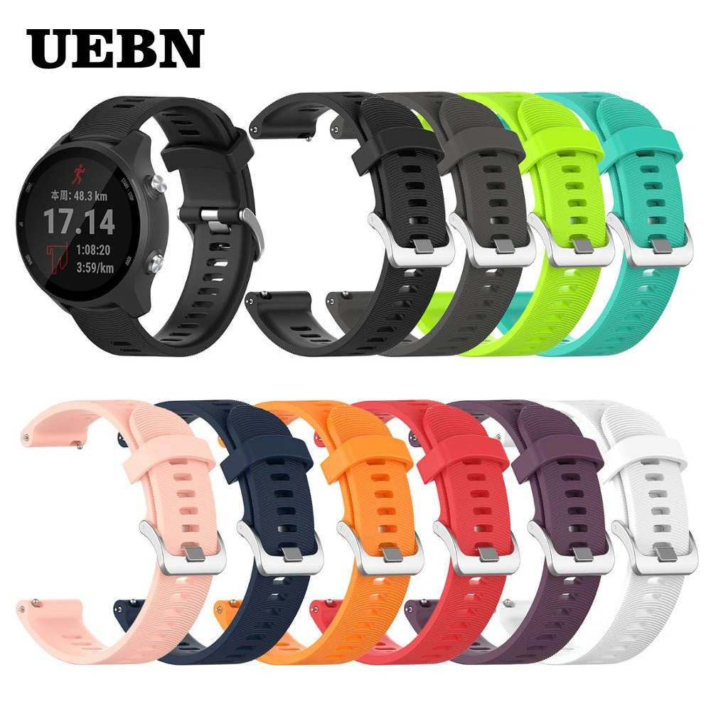 

UEBN 20mm Silicone Band for Garmin Forerunner 245/645 Wrist Strap for Garmin Vivoactive 3/Vivomove HR/ Approach S40 watchband