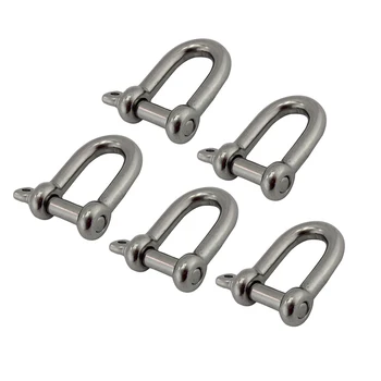 

5PCS M8/8MM D Shackle Ton Stainless Steel 304 Heavy Duty Security Marine Shackles