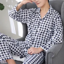 Jodimitty, мужская пижама, набор, хлопок, весна, длинный рукав, в клетку, мужской Пижамный костюм, Весенняя Пижама, пижама, мужская пижама, два предмета, XXXL