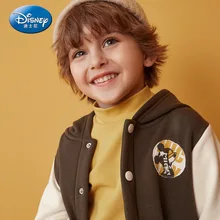 Disney/Детская куртка с плюшевой спинкой, Осень-зима, новая спортивная бейсбольная форма с Микки-Маусом, детский теплый топ, детское пальто, куртка для мальчиков