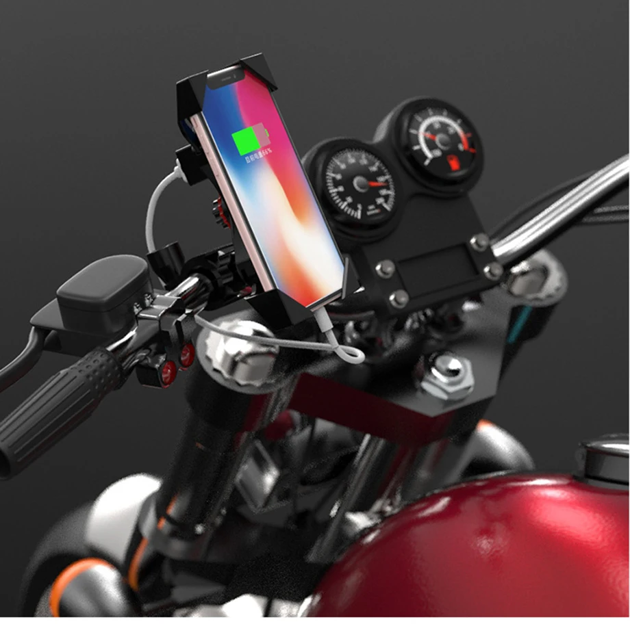 Vmonv мотоцикл телефон Быстрая зарядка держатель для iPhone X 8P Moto USB зарядное устройство Стенд Авто замок 360 Вращение мобильный телефон gps крепление