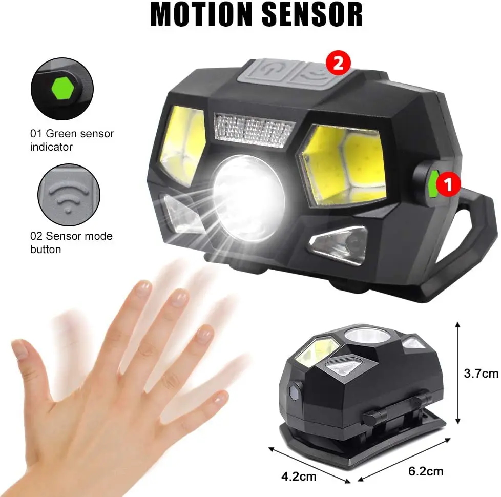 Powerful LED Headlight Sensor Head Light USB Rechargeable Headlamp Head Torch Waterproof for Camping Hiking Fishing