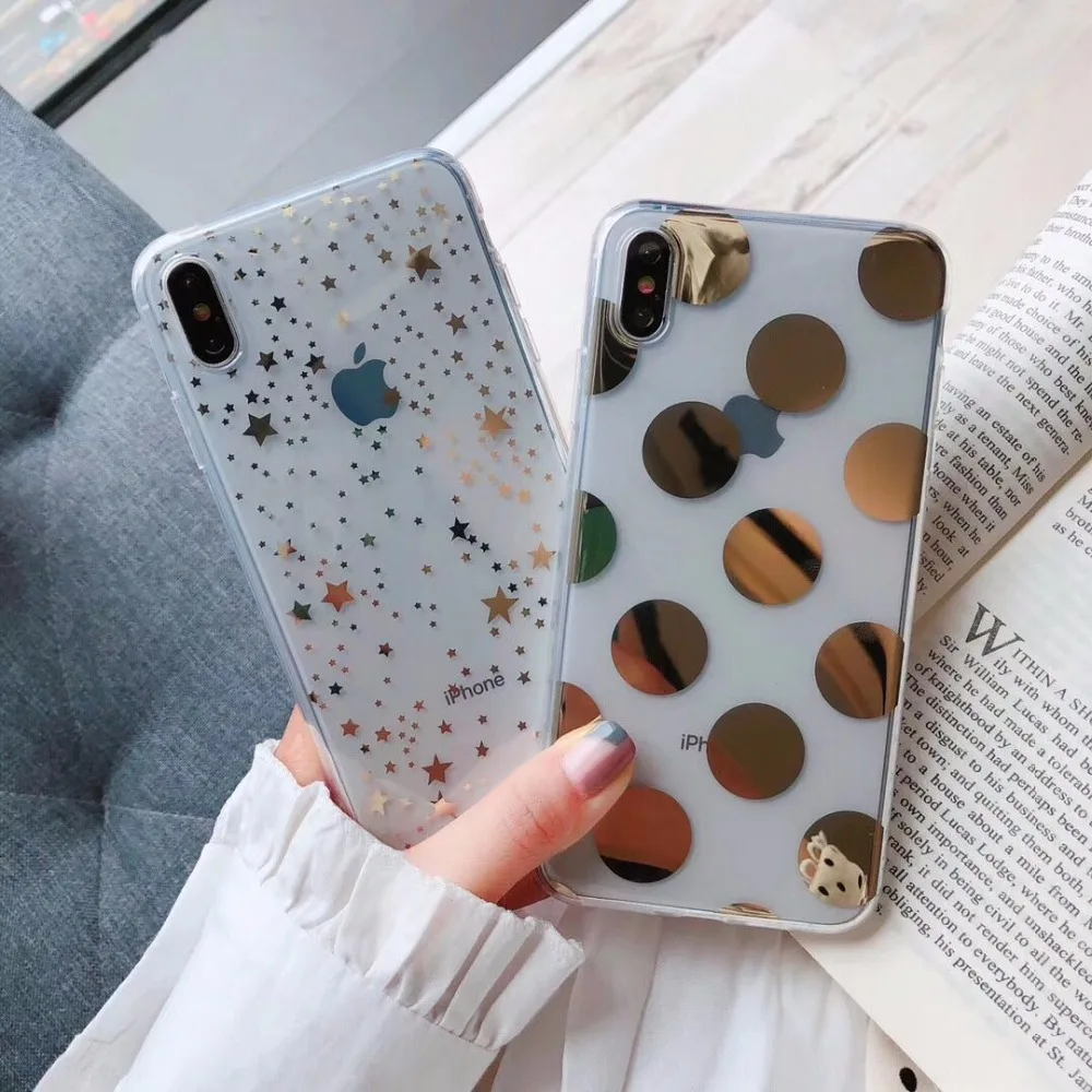 LACK Роскошные гальванические в горошек чехлы со звездами для iPhone 11 11Pro Max 8 Plus 6 6S 7 X XR XS Max мягкий прозрачный чехол для телефона