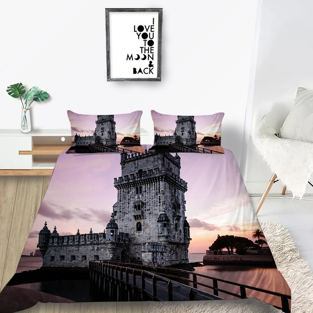 Fortress Bedding Set For Girls Romantic Sunset Duvet Cover Seaside